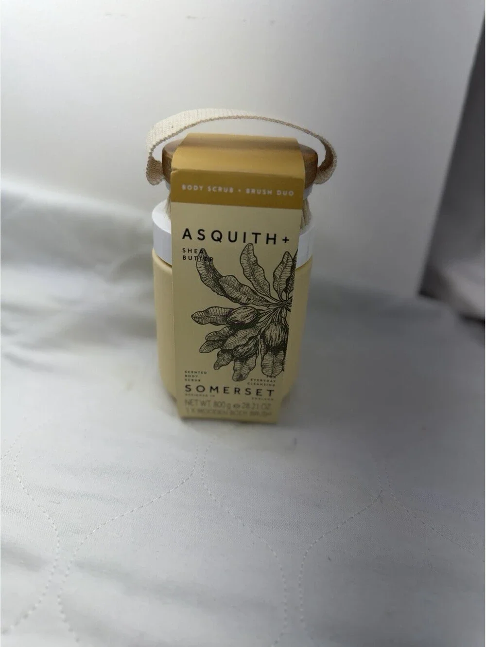 NEW Asquith & Somerset Bee-utiful Honey Lemon Body Scrub & Brush Set 15.87oz
